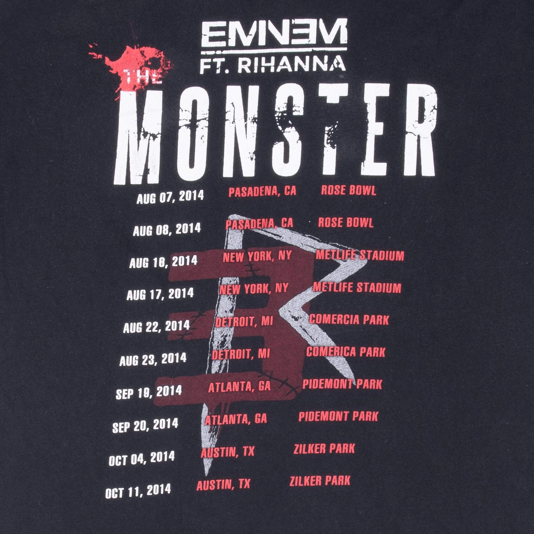 VINTAGE RAP EMINEM X RIHANNA MONSTER TOUR 2014 TEE SHIRT MEDIUM