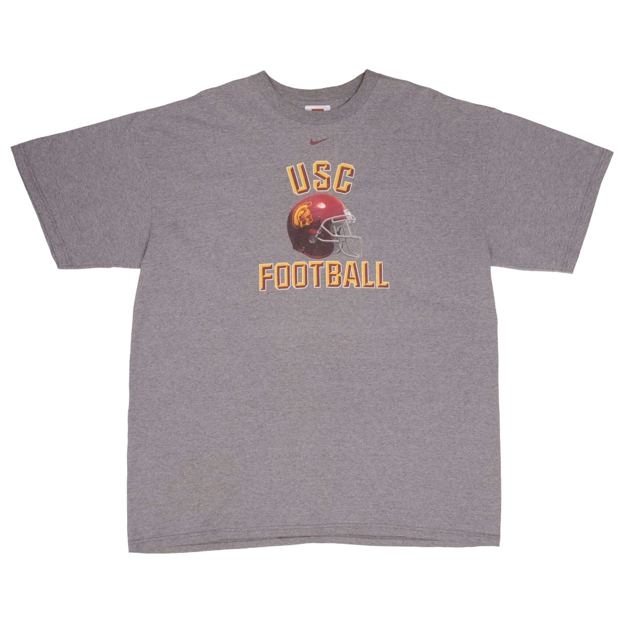 VINTAGE USC TROJANS FOOTBALL NIKE CENTER SWOOSH GRAY TEE SHIRT 2000S SIZE XL