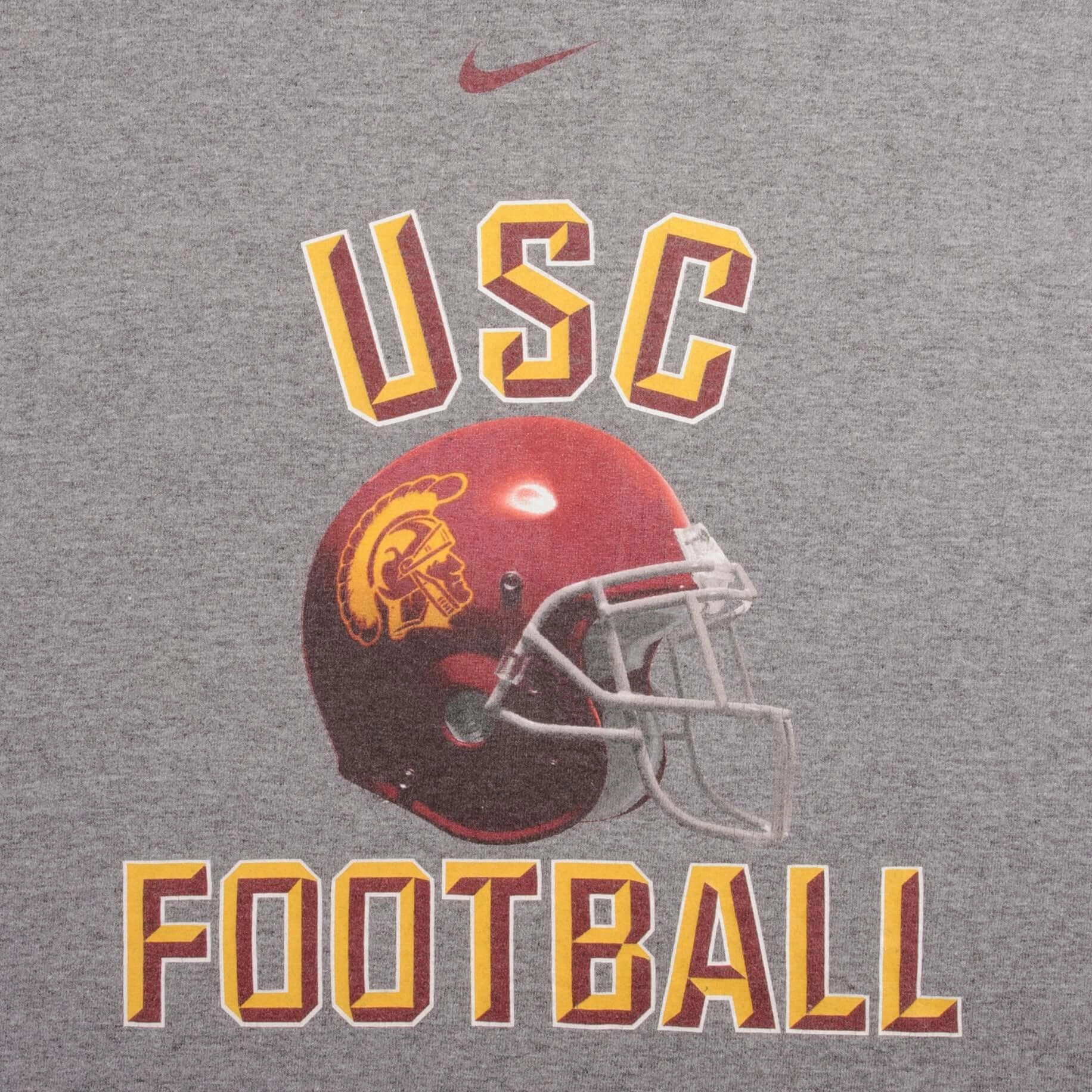 VINTAGE USC TROJANS FOOTBALL NIKE CENTER SWOOSH GRAY TEE SHIRT 2000S SIZE XL