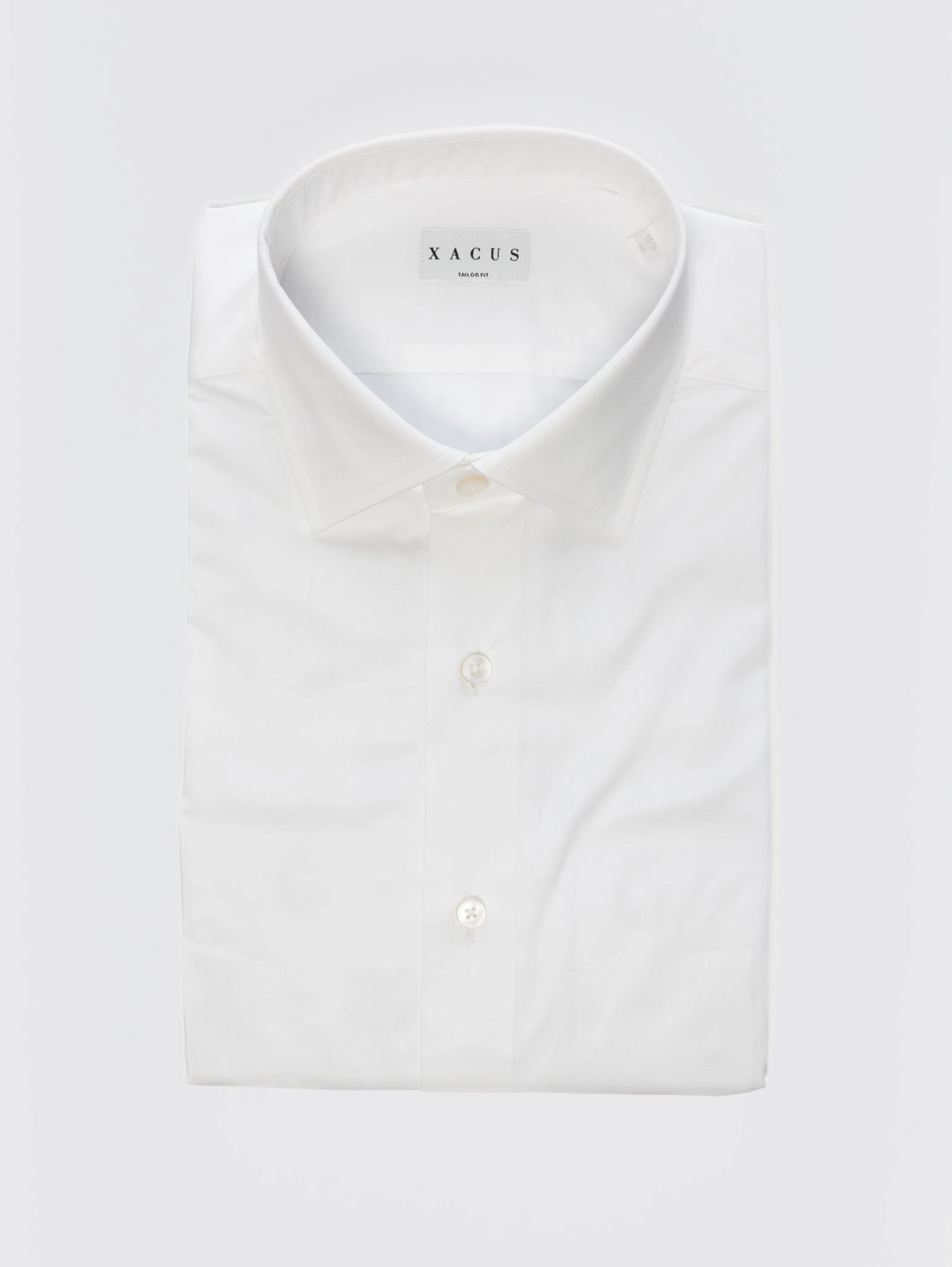 White Cotton Twill Shirt with Italian Collar
