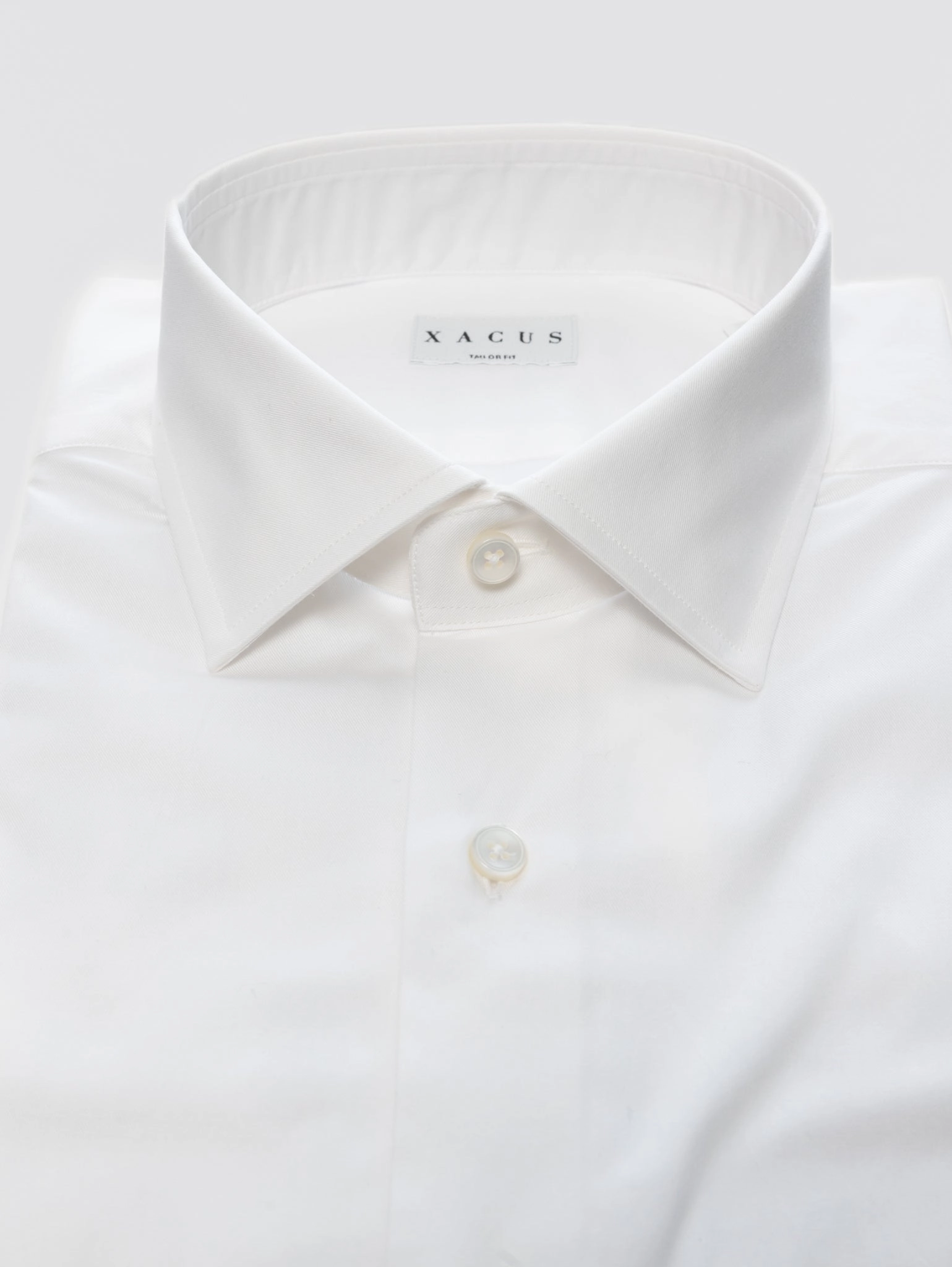 White Cotton Twill Shirt with Italian Collar