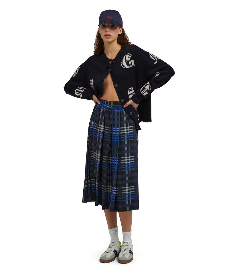Wool cardigan with gothic logo Blue