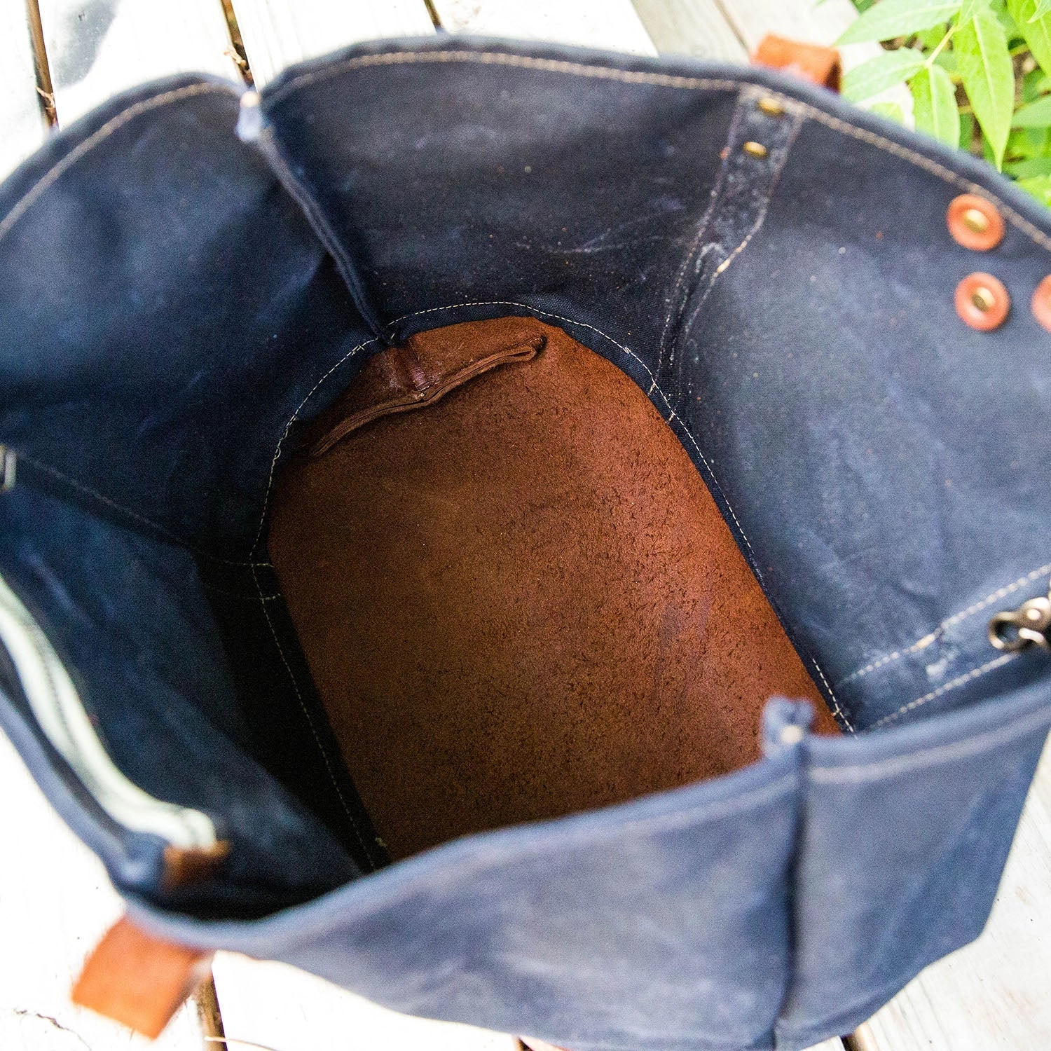 Your Logo   Our Leather - The Market Tote - Fine Leather & Waxed Canvas Bag Purse
