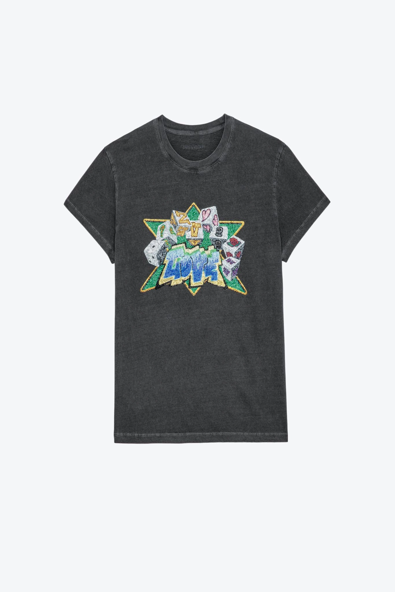 Zoe Rhinestone Tee - Carbone